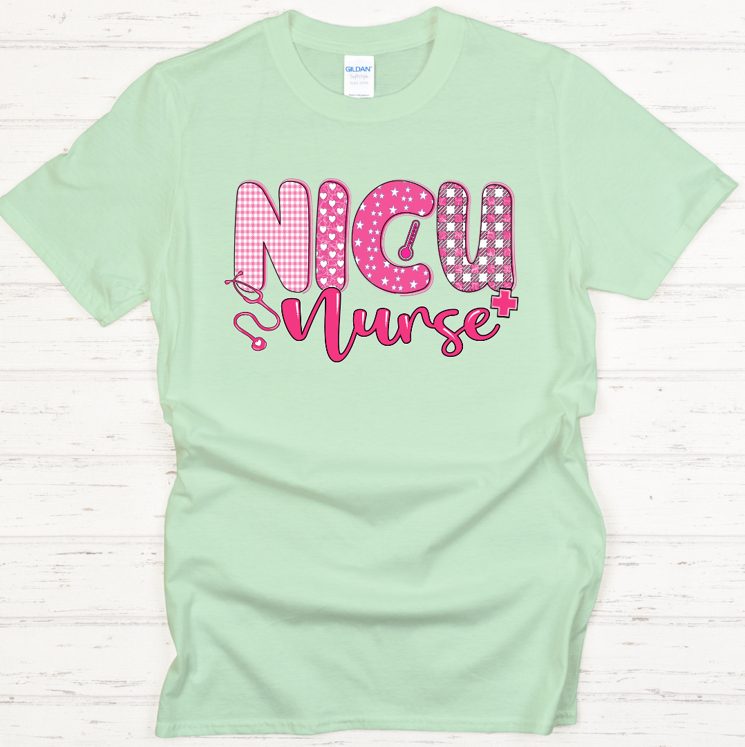 NICU Nurse Graphic Shirt on Gildan Softstyle Tee
