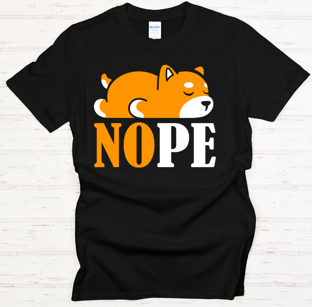 NOPE Funny Shiba Inu Dog Lover Shirt on Gildan Softstyle Tee