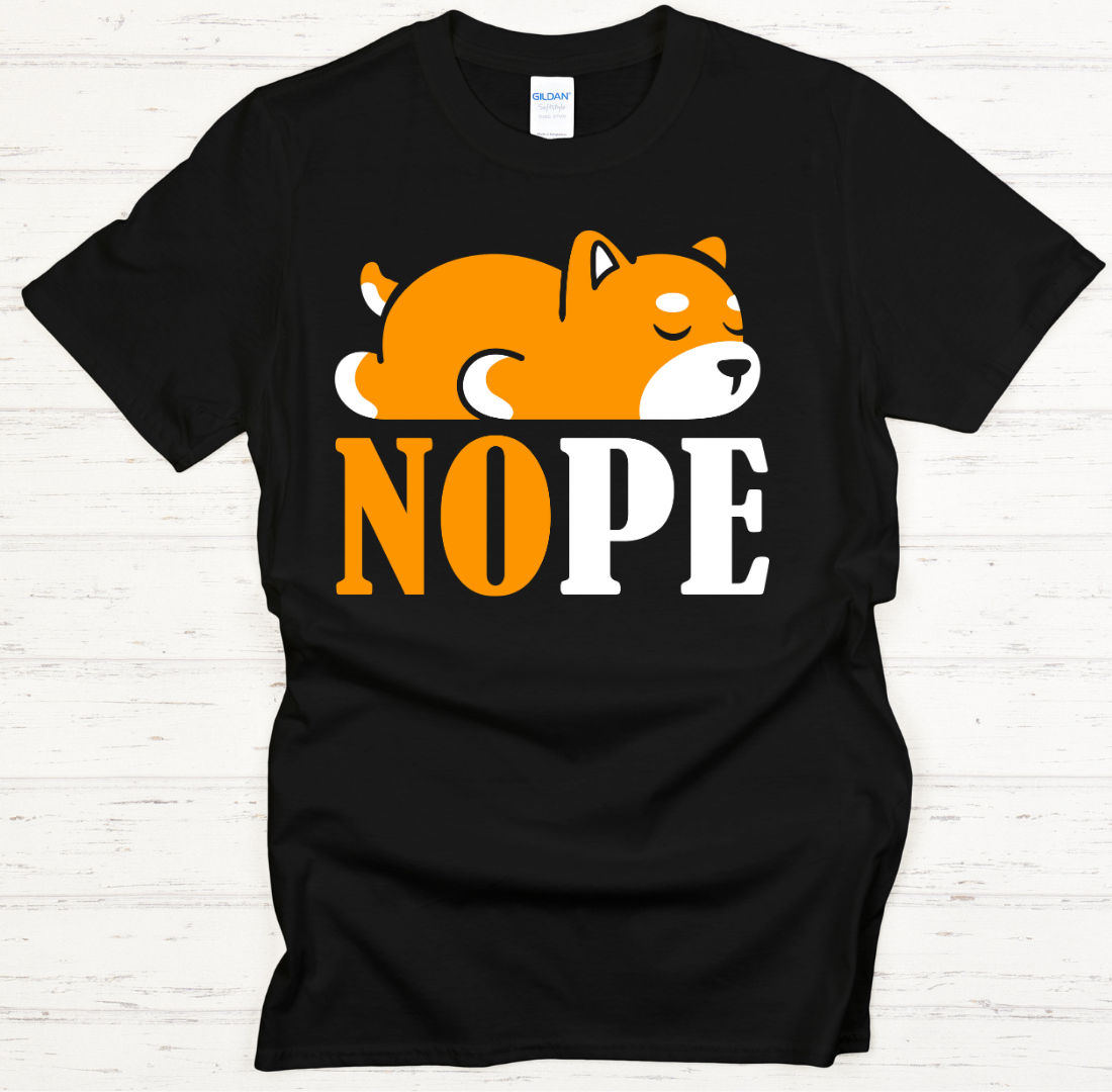 NOPE Funny Shiba Inu Dog Lover Shirt on Gildan Softstyle Tee
