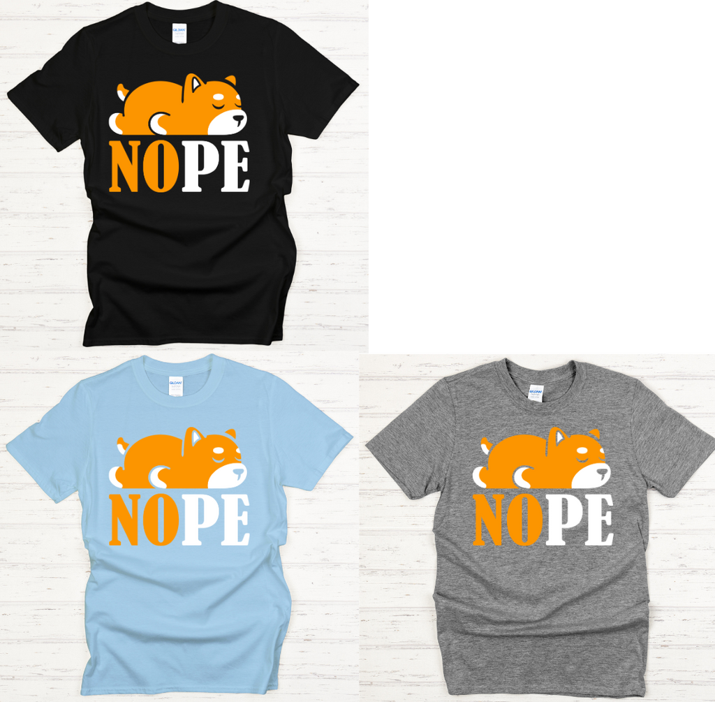 NOPE Funny Shiba Inu Dog Lover Shirt on Gildan Softstyle Tee
