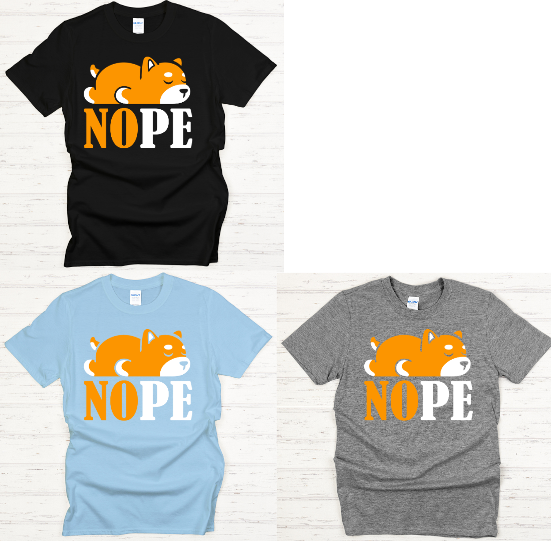 NOPE Funny Shiba Inu Dog Lover Shirt on Gildan Softstyle Tee