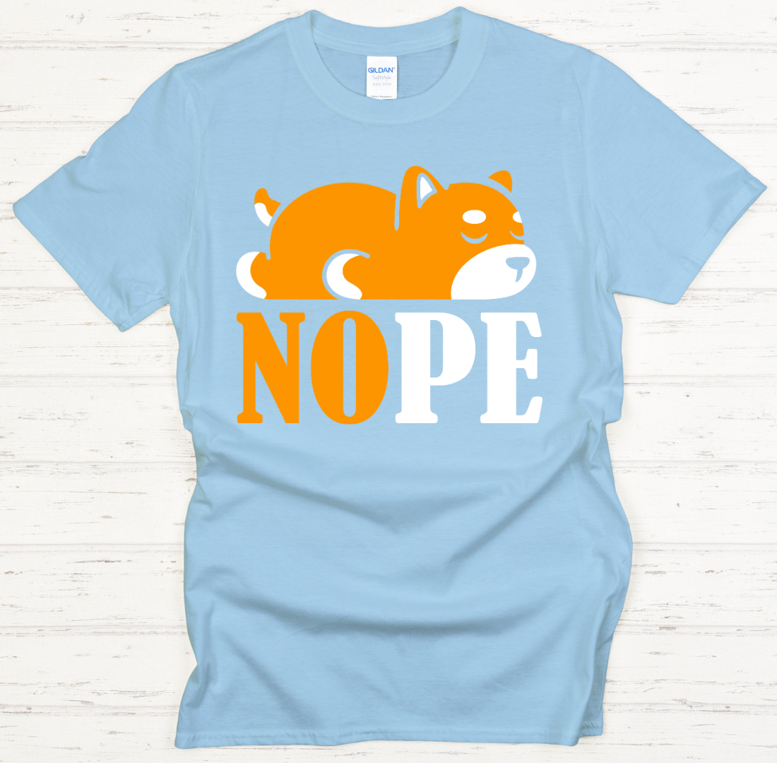NOPE Funny Shiba Inu Dog Lover Shirt on Gildan Softstyle Tee