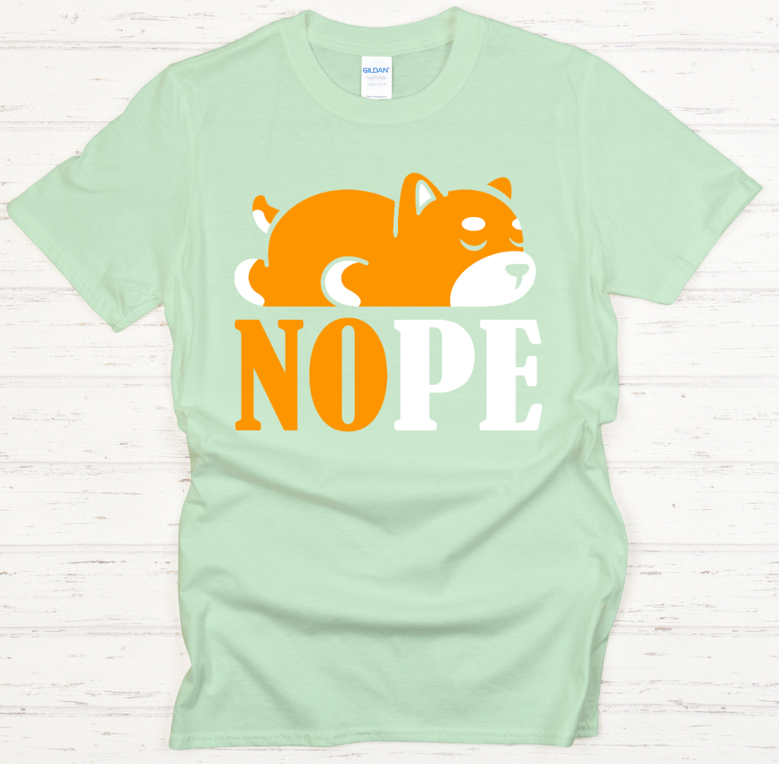 NOPE Funny Shiba Inu Dog Lover Shirt on Gildan Softstyle Tee