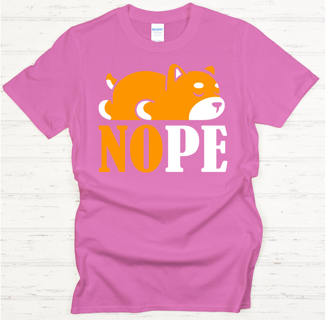 NOPE Funny Shiba Inu Dog Lover Shirt on Gildan Softstyle Tee