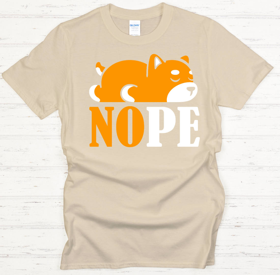 NOPE Funny Shiba Inu Dog Lover Shirt on Gildan Softstyle Tee