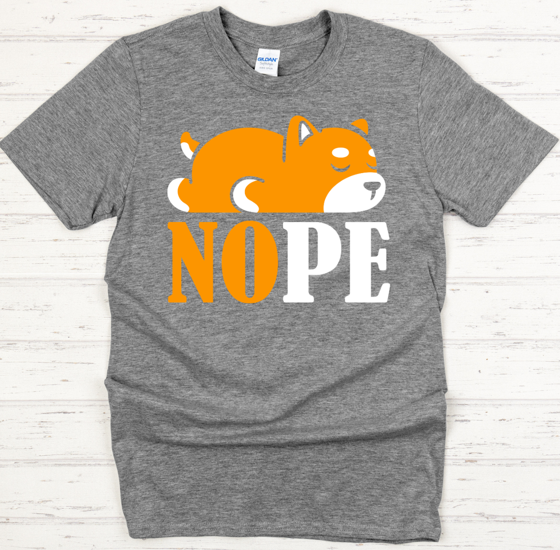 NOPE Funny Shiba Inu Dog Lover Shirt on Gildan Softstyle Tee