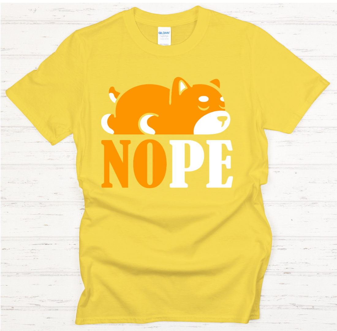 NOPE Funny Shiba Inu Dog Lover Shirt on Gildan Softstyle Tee