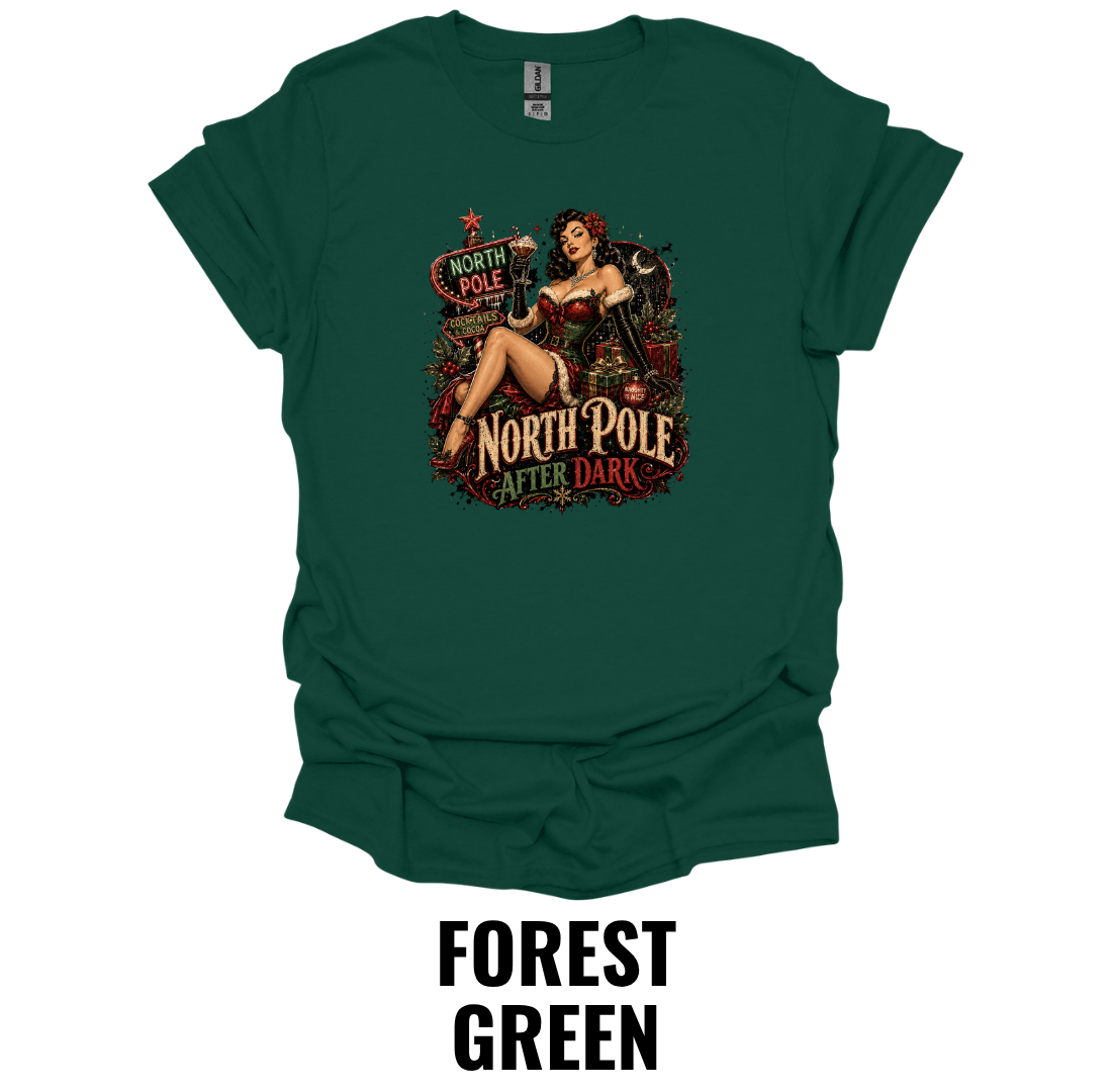 North Pole After Dark T-Shirt – Vintage Pin Up Christmas Tee