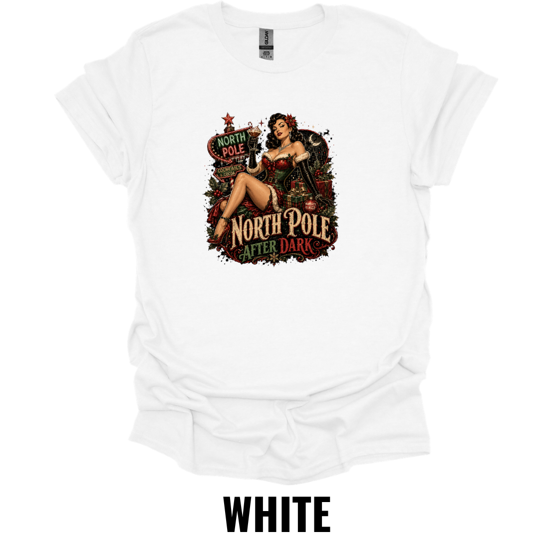 North Pole After Dark T-Shirt – Vintage Pin Up Christmas Tee