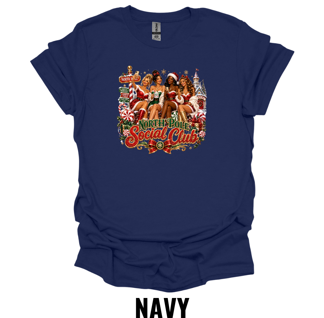 North Pole Social Club T-Shirt – Vintage Christmas Graphic Tee