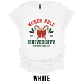 North Pole University Christmas Shirt – Vintage Holiday College Graphic Tee