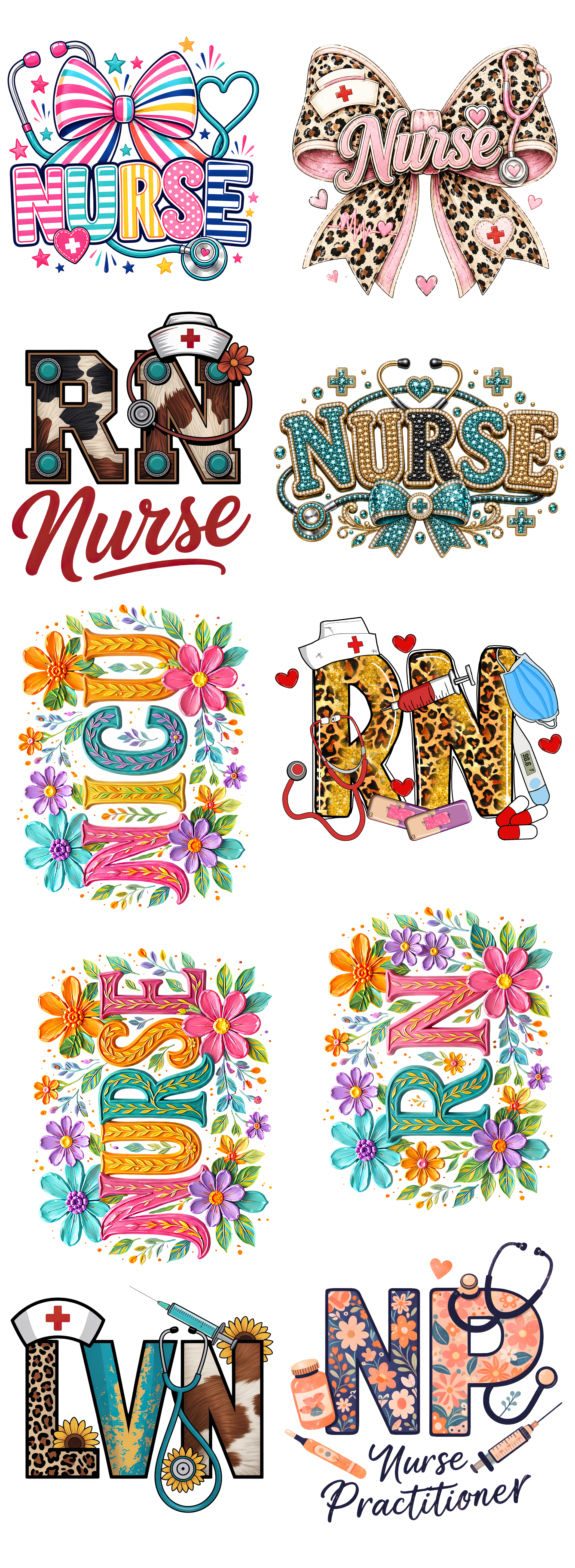Nurse DTF Transfer Bundle – Nurse Appreciation Graphic Collection