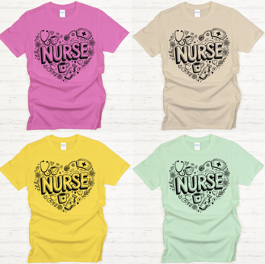 Nurse Life Heart Graphic Shirt on Gildan Softstyle Tee