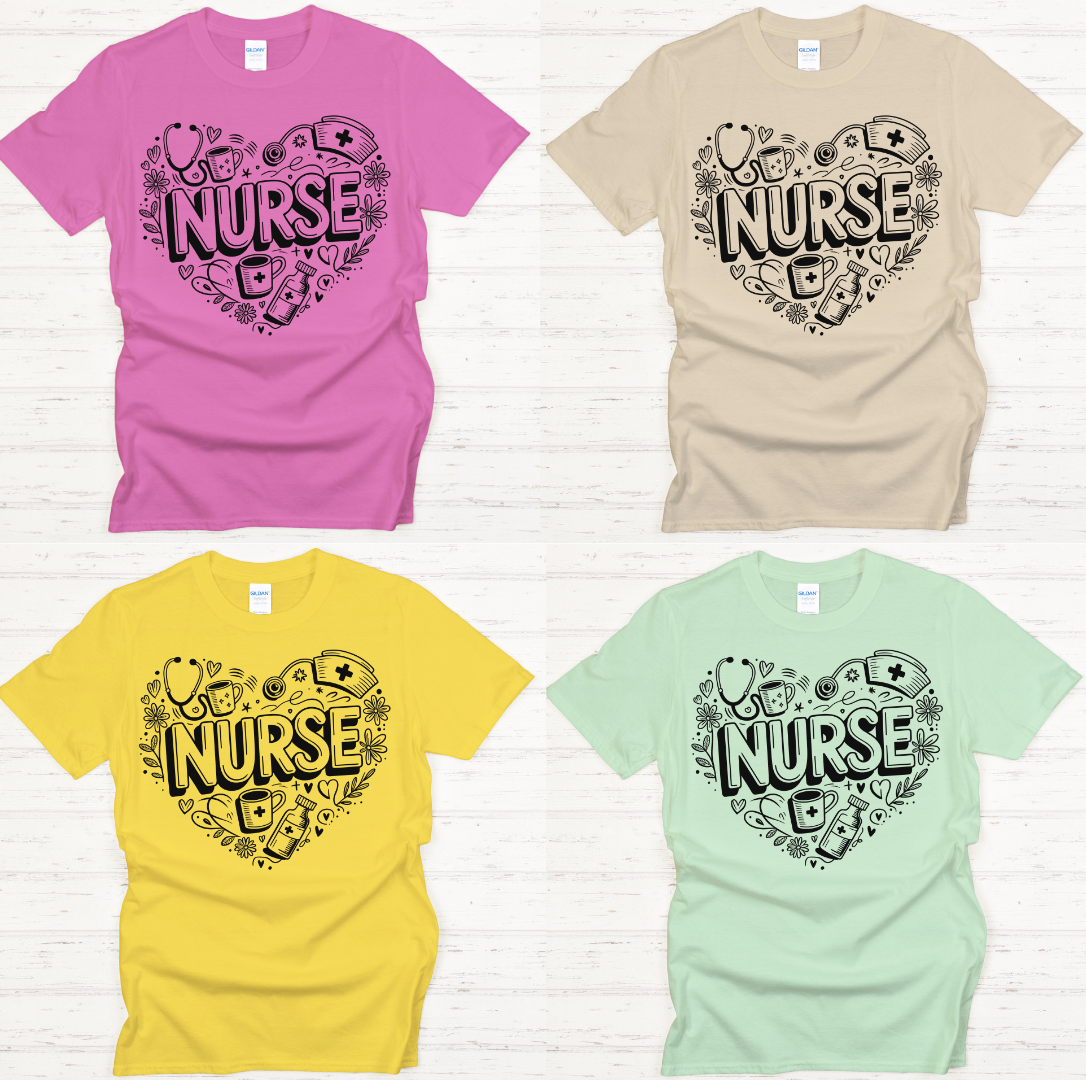 Nurse Life Heart Graphic Shirt on Gildan Softstyle Tee