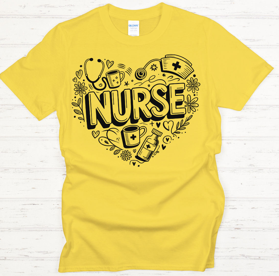 Nurse Life Heart Graphic Shirt on Gildan Softstyle Tee