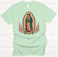 Our Lady of Guadalupe Floral Catholic Graphic Shirt on Gildan Softstyle Tee
