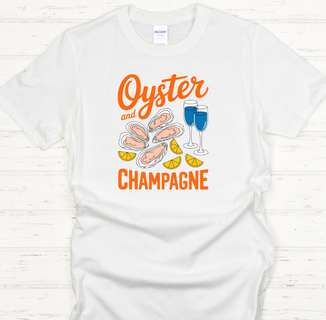 Oyster and Champagne Shirt on Gildan Softstyle Tee