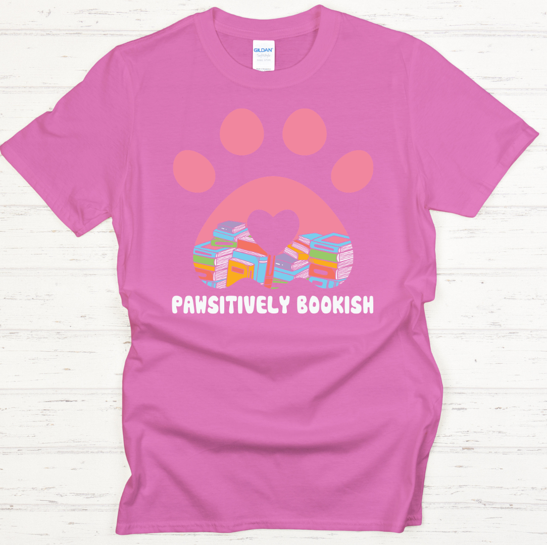 Pawsitively Bookish Graphic Shirt on Gildan Softstyle Tee