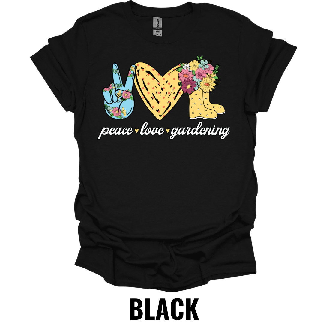 Peace Love Gardening T-Shirt – Floral Gardening Lover Graphic Tee