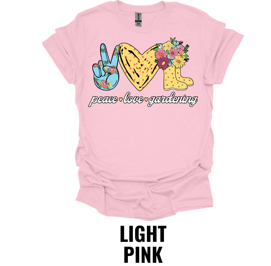 Peace Love Gardening T-Shirt – Floral Gardening Lover Graphic Tee