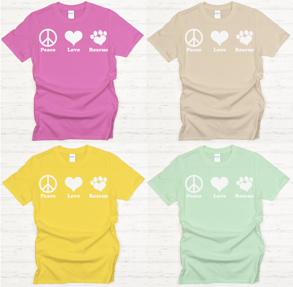 Peace Love Rescue Shirt on Gildan Softstyle Tee