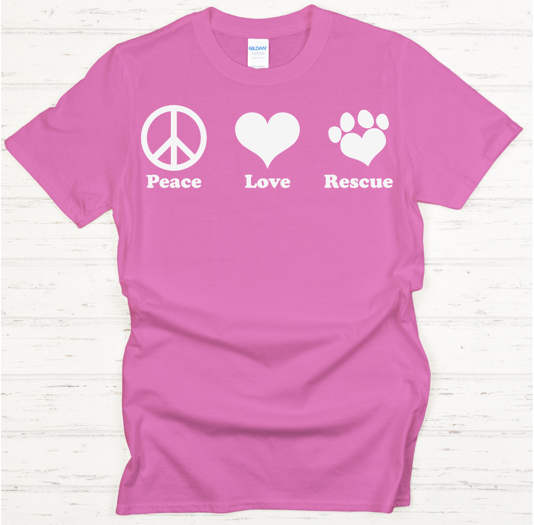 Peace Love Rescue Shirt on Gildan Softstyle Tee