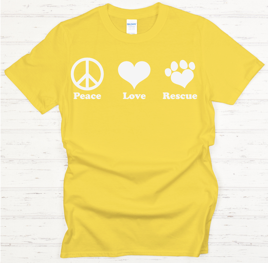 Peace Love Rescue Shirt on Gildan Softstyle Tee