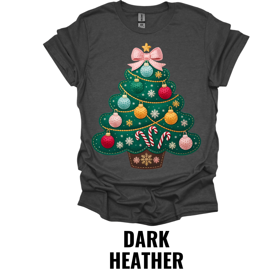 Pink Bow Christmas Tree Shirt – Festive Holiday Tree Graphic Tee
