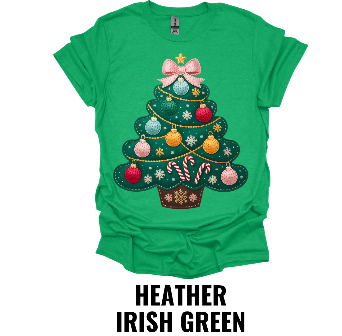 Pink Bow Christmas Tree Shirt – Festive Holiday Tree Graphic Tee