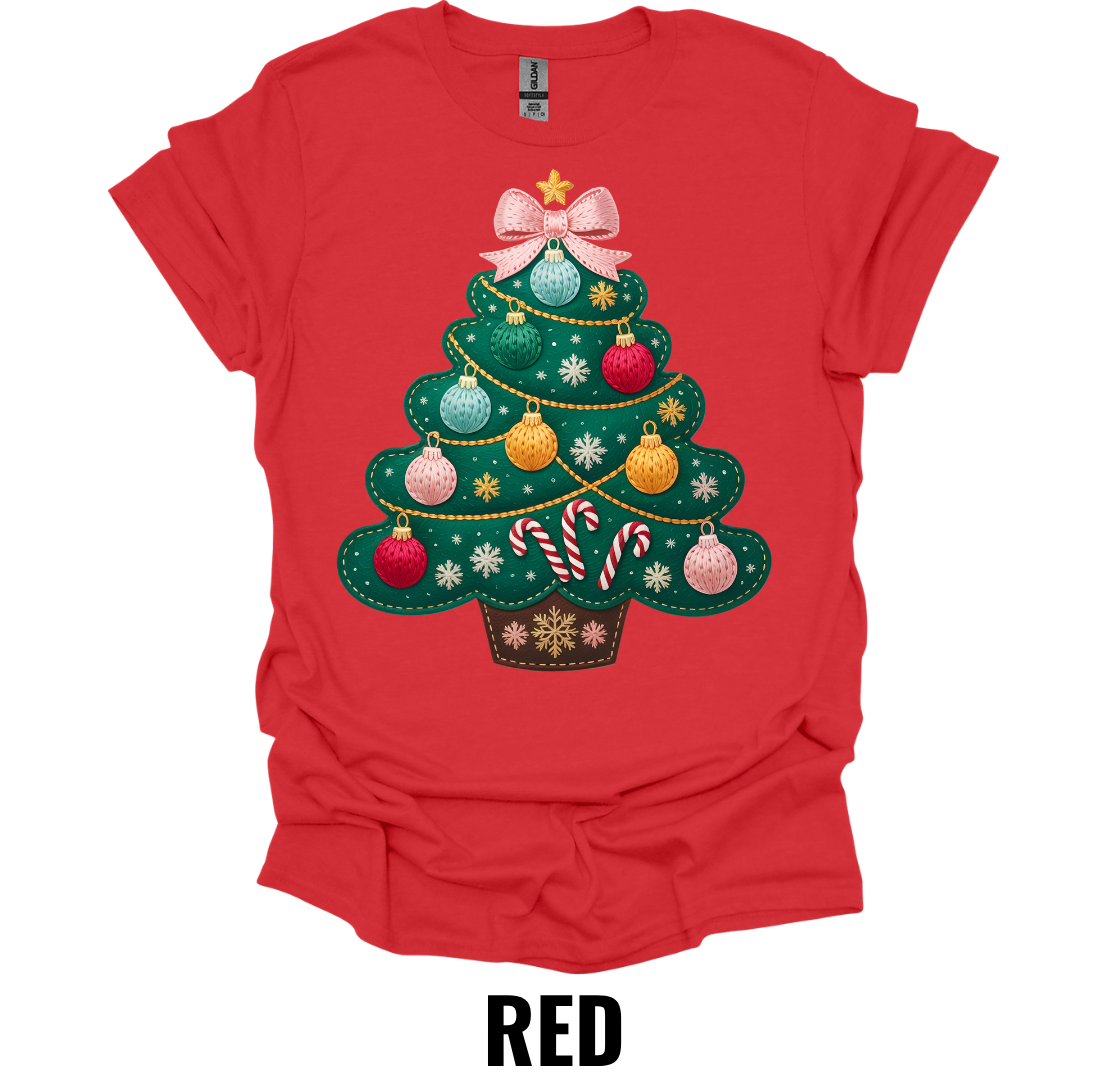 Pink Bow Christmas Tree Shirt – Festive Holiday Tree Graphic Tee