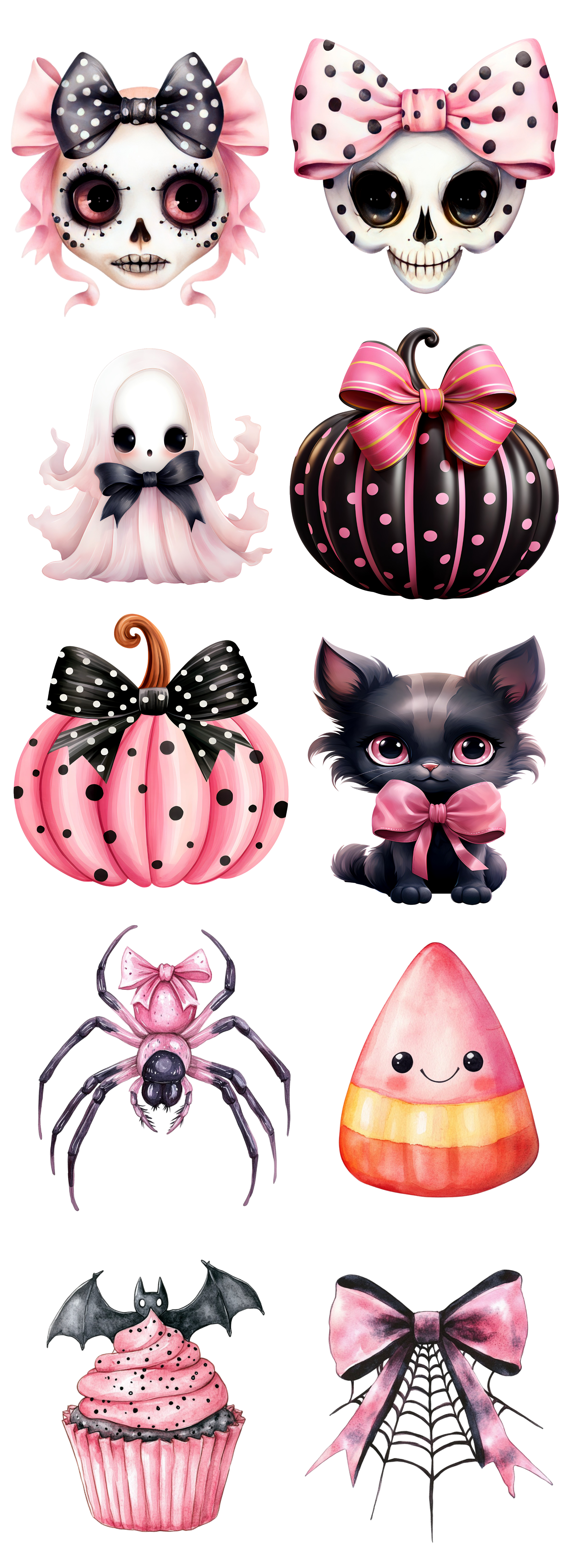 Pink Coquette Halloween DTF Gang Sheet | Bows, Ghosts & Spooky Designs