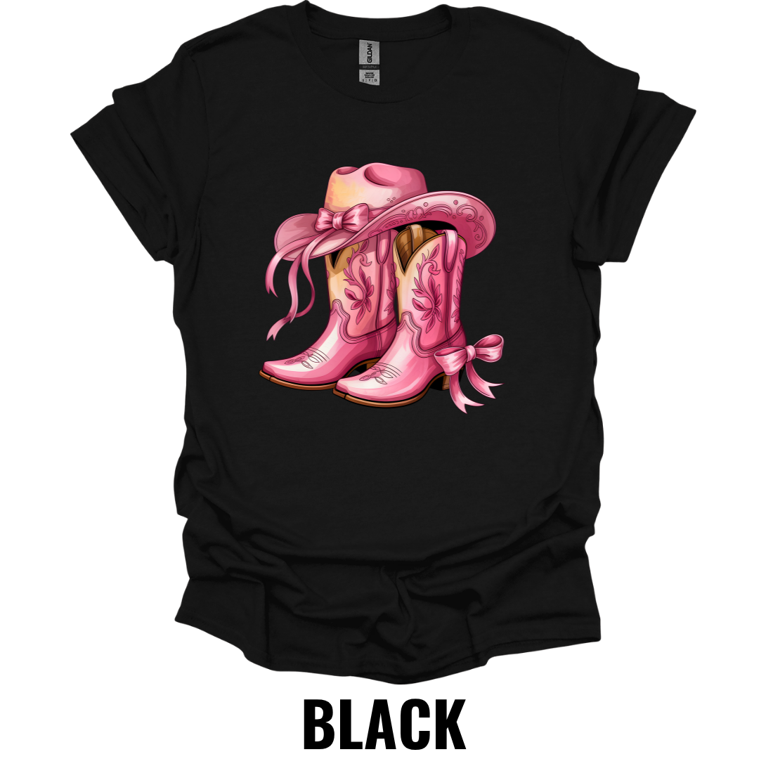 Pink Cowboy Boots T-Shirt – Western Cowgirl Graphic Tee