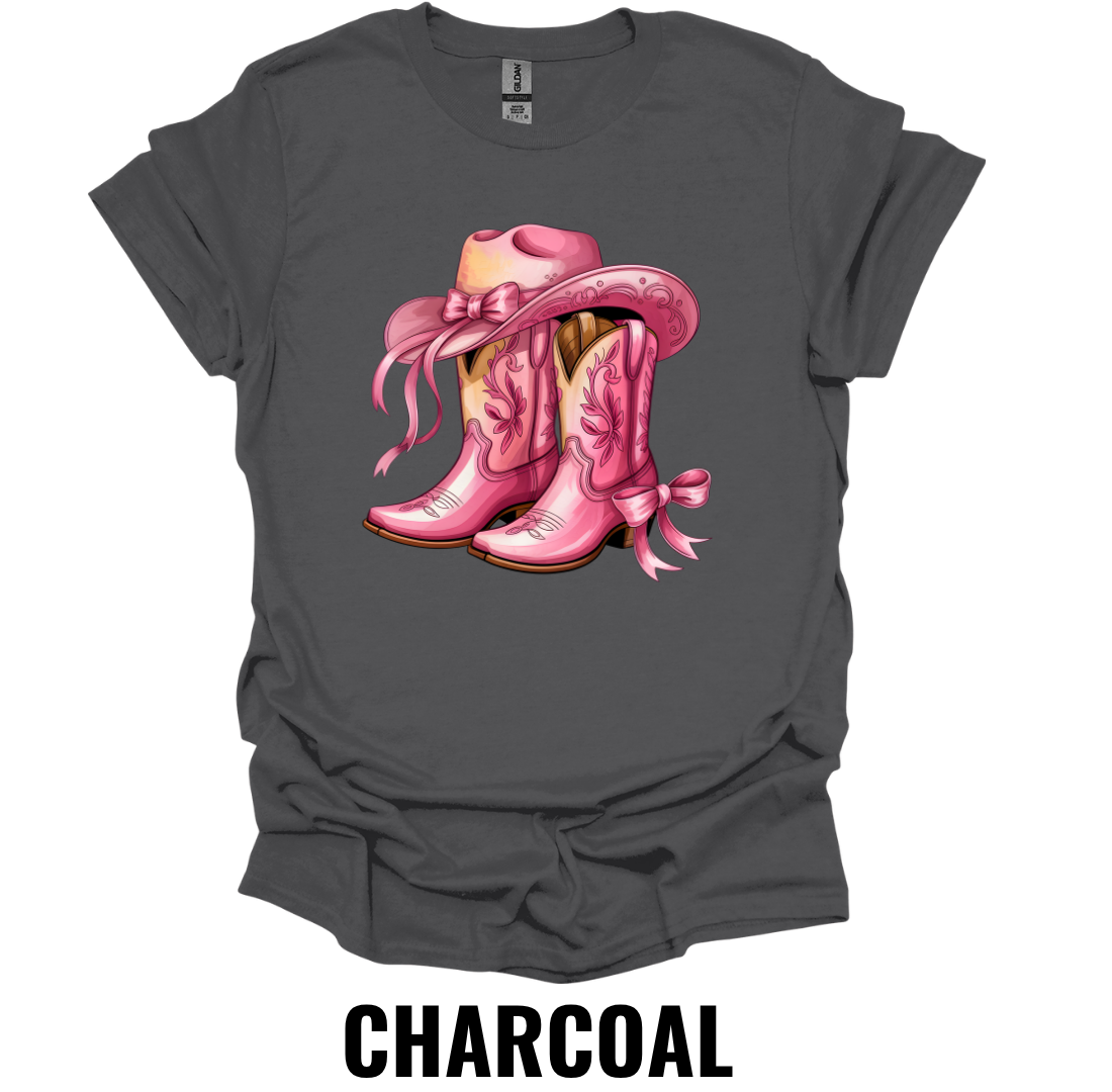 Pink Cowboy Boots T-Shirt – Western Cowgirl Graphic Tee