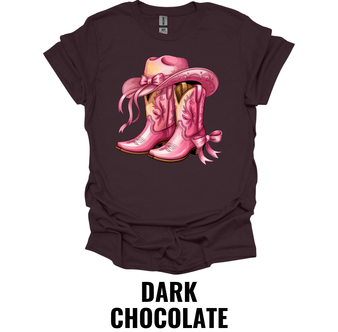 Pink Cowboy Boots T-Shirt – Western Cowgirl Graphic Tee