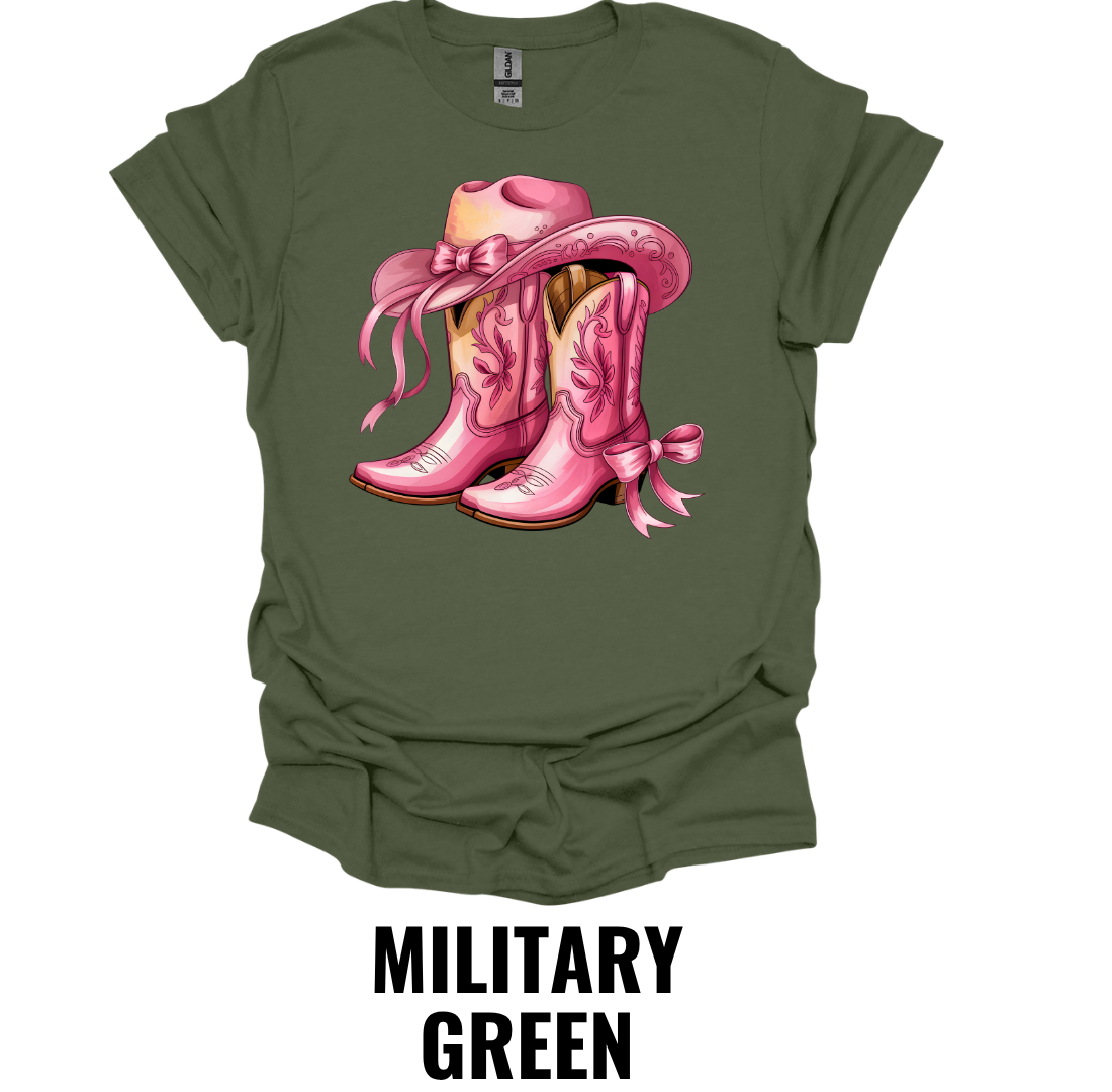 Pink Cowboy Boots T-Shirt – Western Cowgirl Graphic Tee