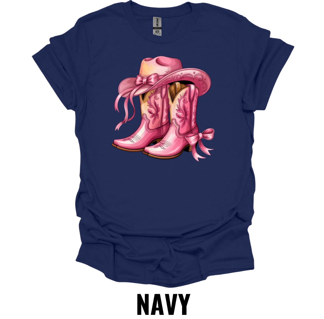 Pink Cowboy Boots T-Shirt – Western Cowgirl Graphic Tee