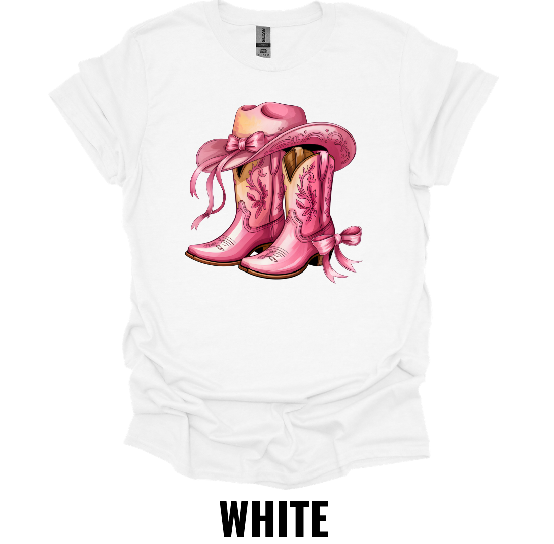 Pink Cowboy Boots T-Shirt – Western Cowgirl Graphic Tee