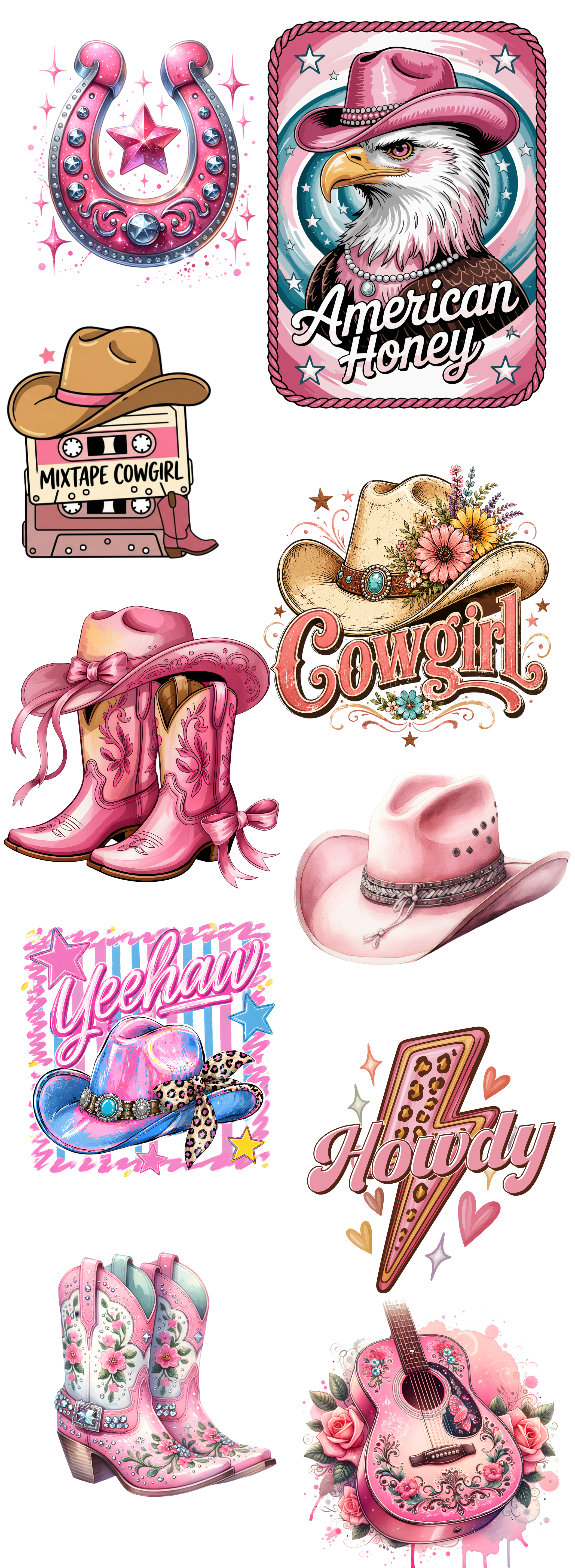 Pink Cowgirl DTF Transfer Bundle – Western Country Girl Designs