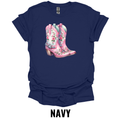 Pink Floral Cowboy Boots T-Shirt – Western Country Graphic Tee