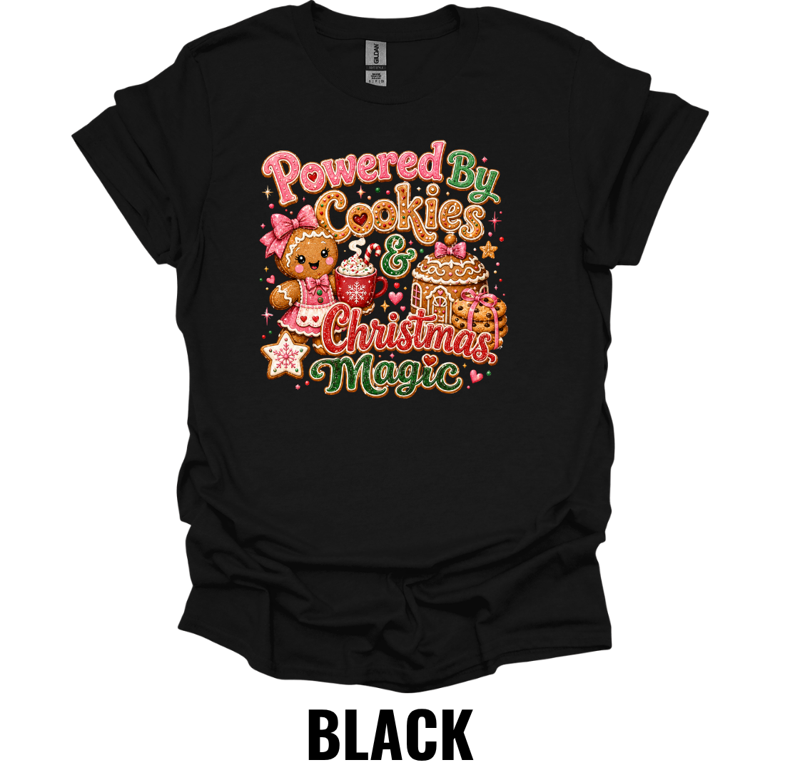 Powered By Cookies & Christmas Magic T-Shirt – Funny Christmas Baking Shirt for Cookie Lovers