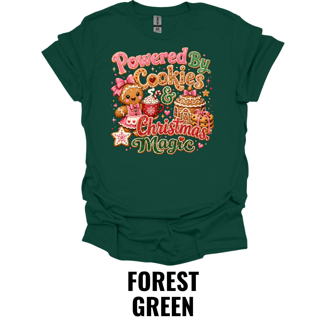 Powered By Cookies & Christmas Magic T-Shirt – Funny Christmas Baking Shirt for Cookie Lovers