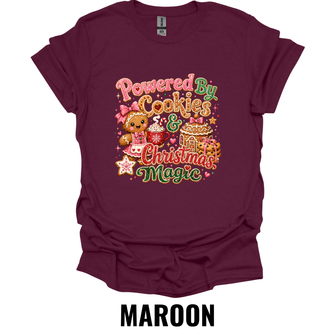 Powered By Cookies & Christmas Magic T-Shirt – Funny Christmas Baking Shirt for Cookie Lovers