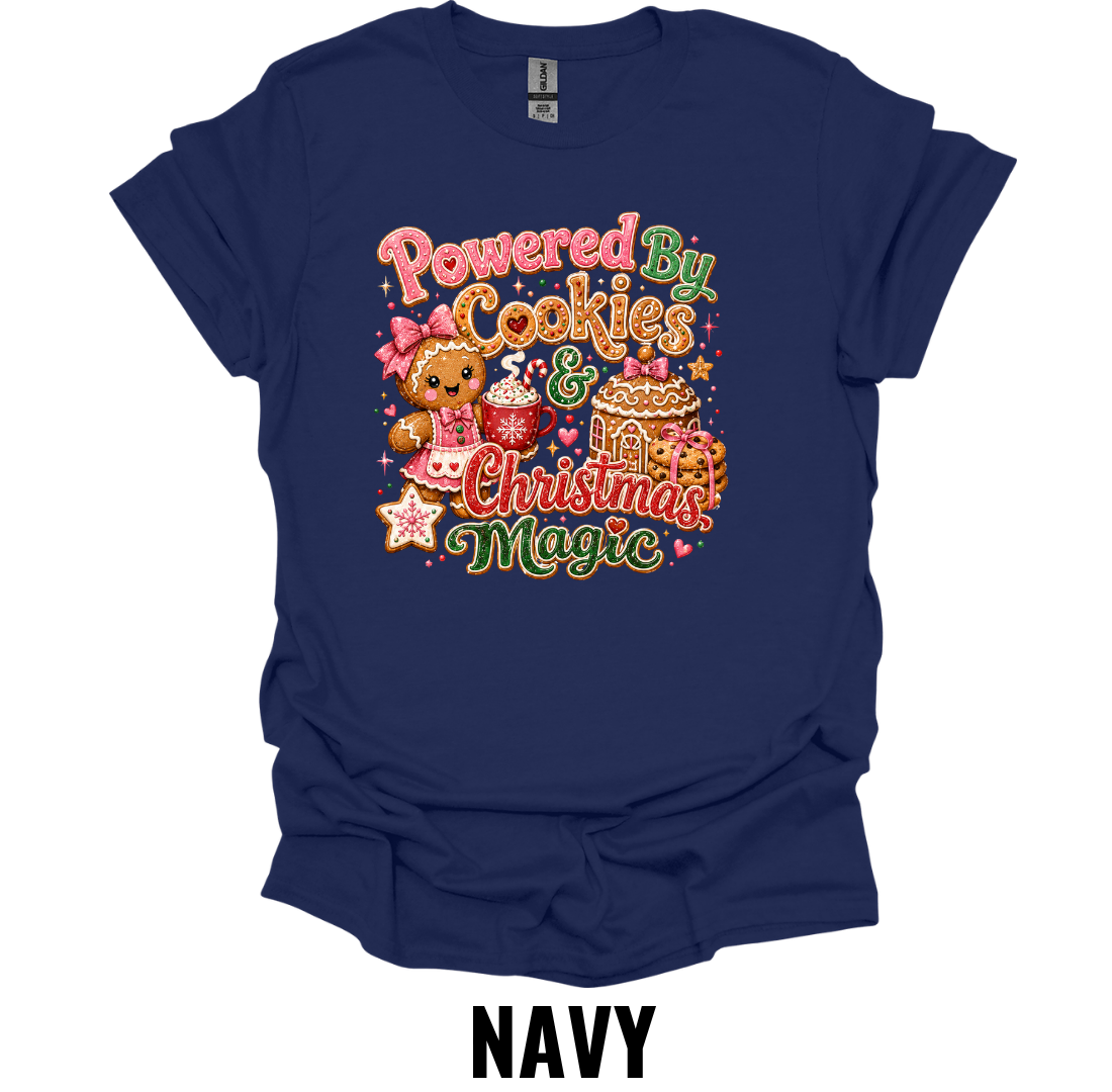 Powered By Cookies & Christmas Magic T-Shirt – Funny Christmas Baking Shirt for Cookie Lovers