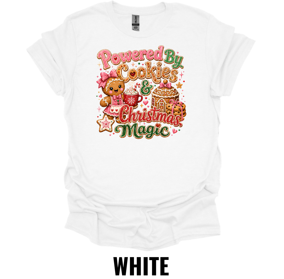 Powered By Cookies & Christmas Magic T-Shirt – Funny Christmas Baking Shirt for Cookie Lovers