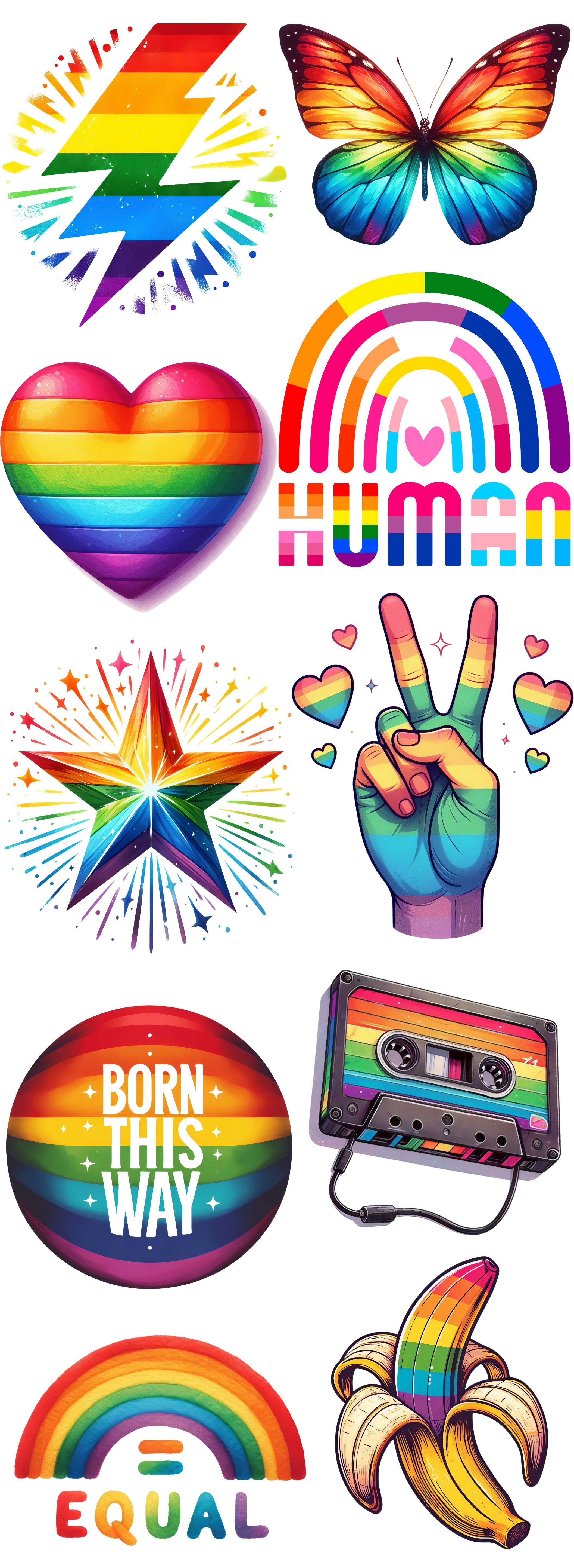 Pride & Equality DTF Gang Sheet | Rainbow LGBTQ+ Designs