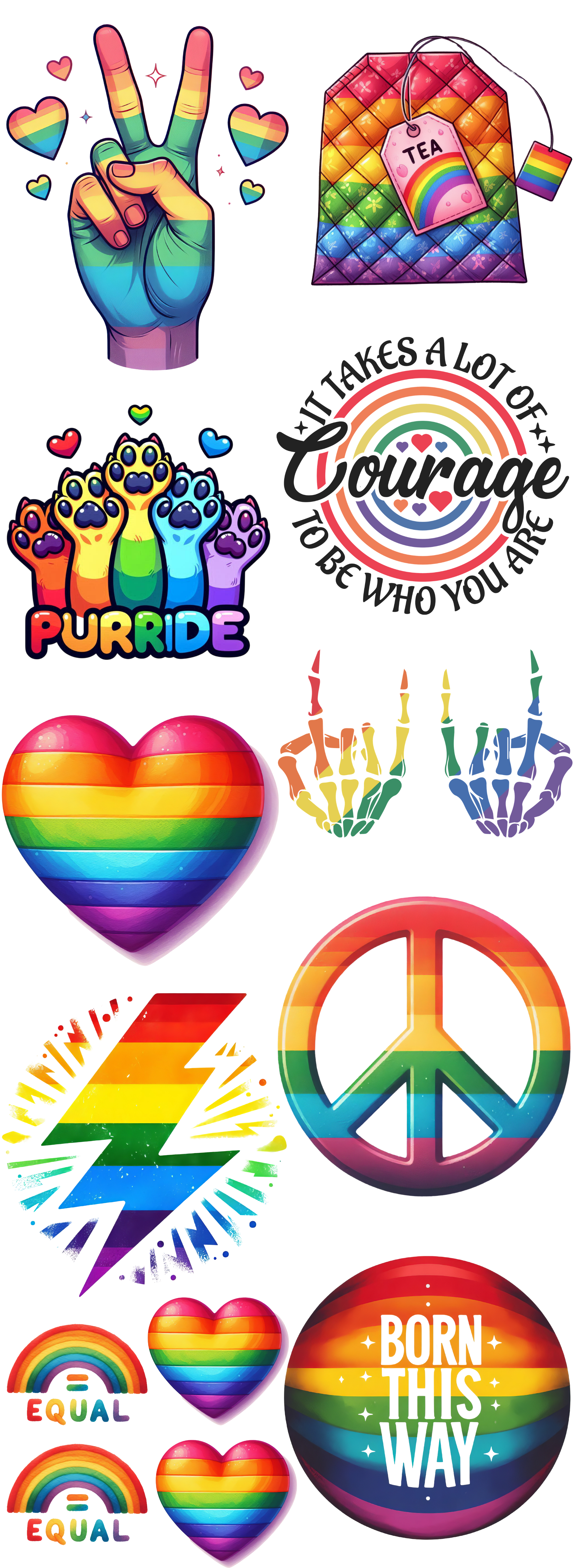 Pride Support & Equality DTF Gang Sheet | Rainbow LGBTQ+ Designs