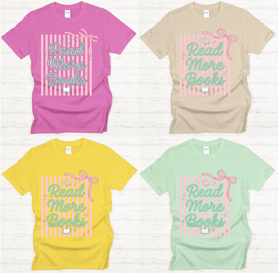 Read More Books Retro Coquette Reader Shirt on Gildan Softstyle Tee