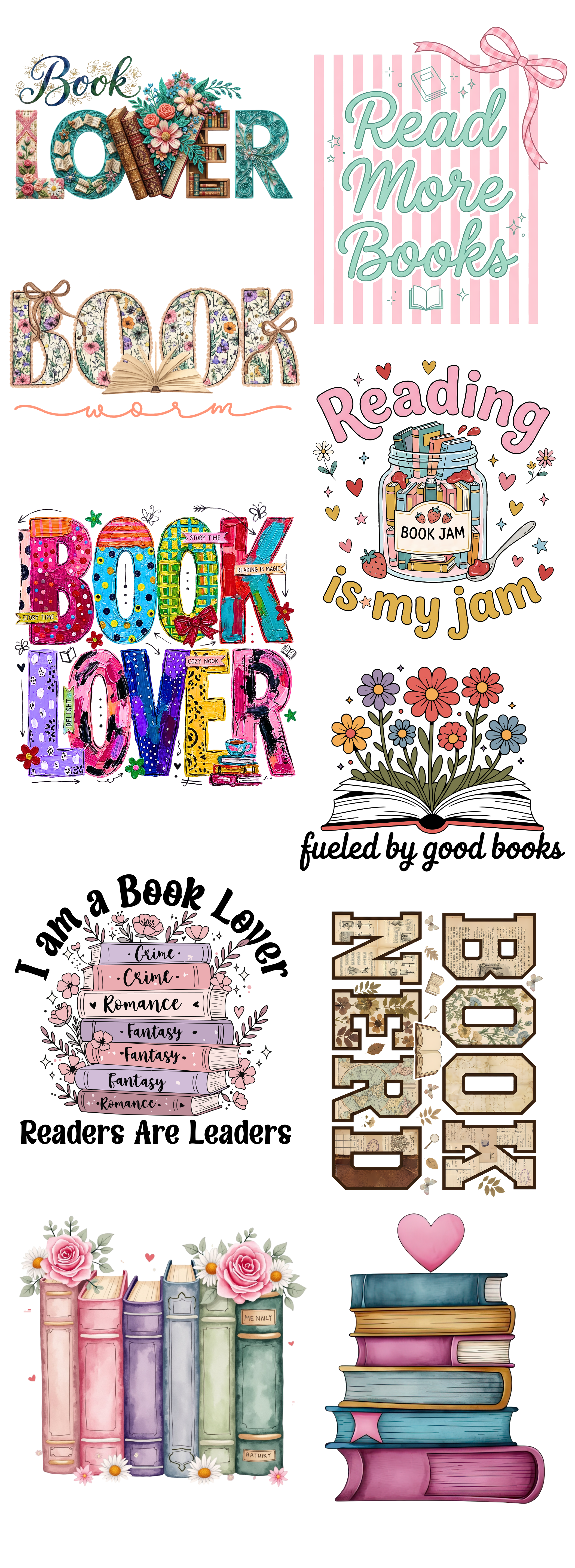 Reading DTF Transfer Bundle – Book Lover Graphic Collection