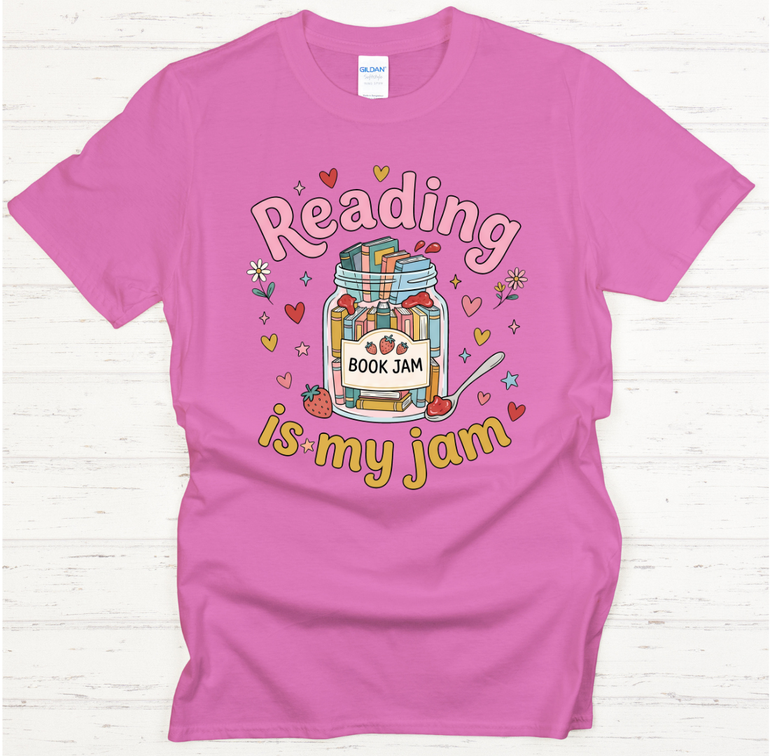 Reading Is My Jam Book Lover Graphic Shirt on Gildan Softstyle Tee