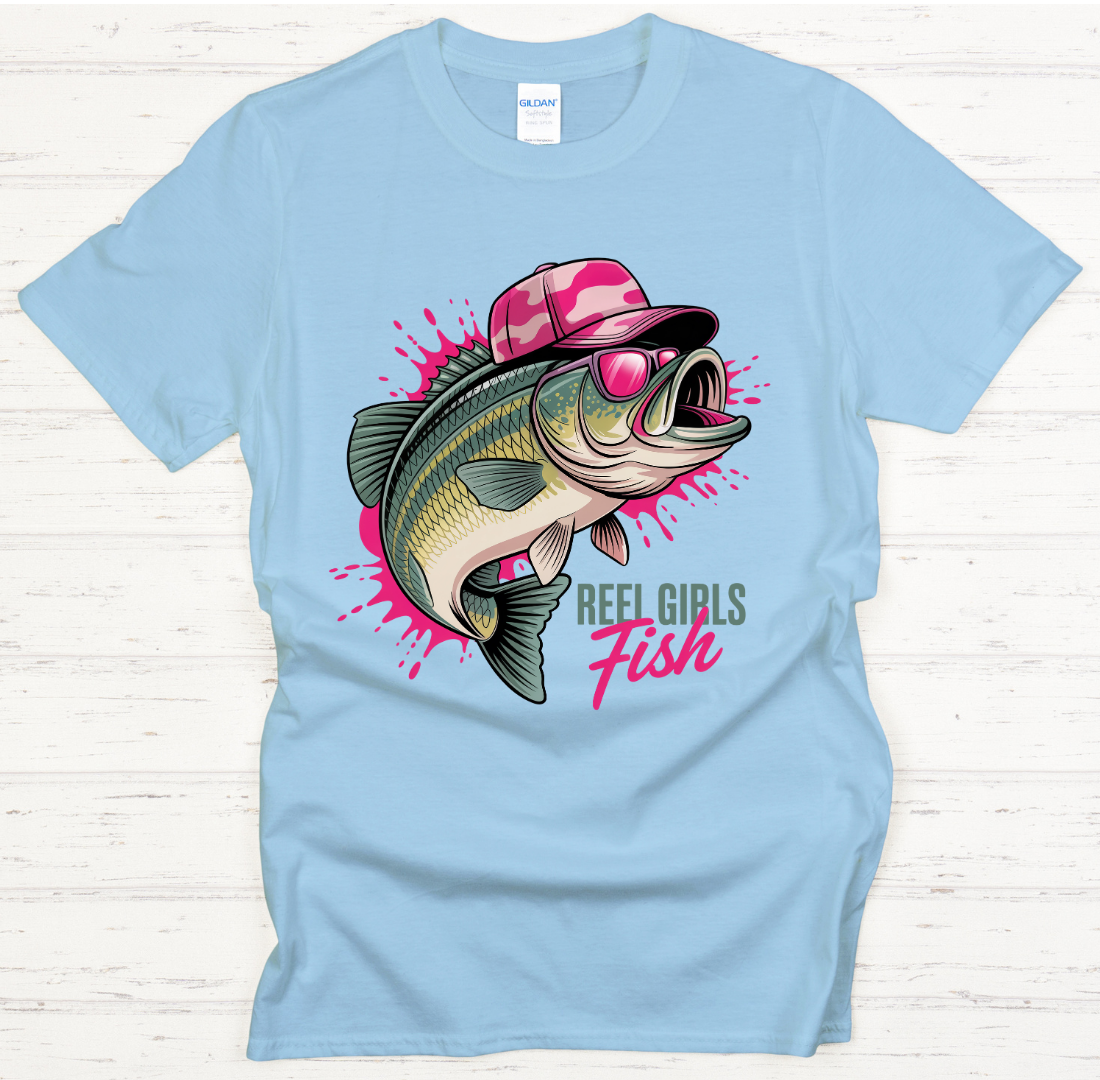Real Girls Fish Women's Fishing Shirt on Gildan Softstyle Tee